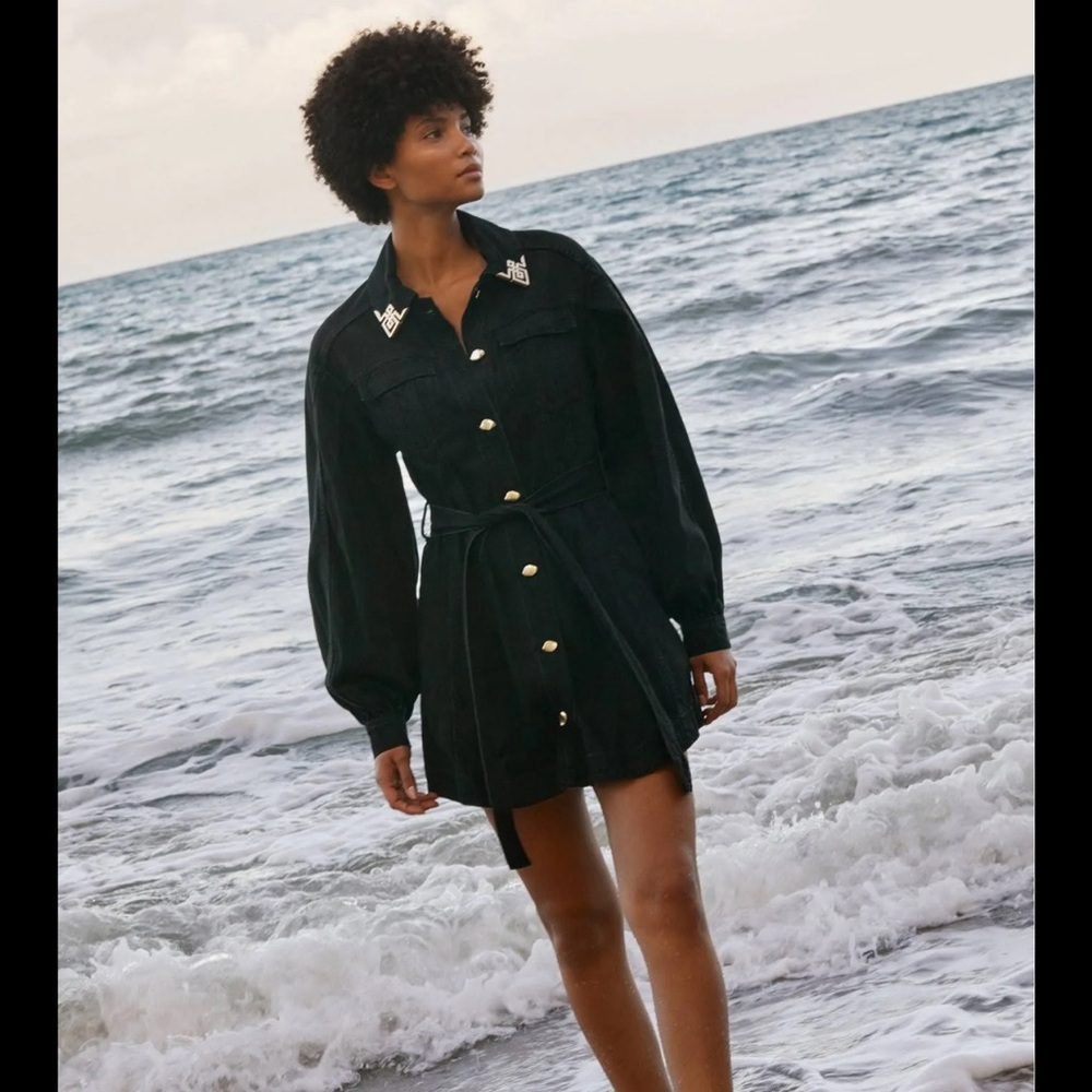 Aje Black Button-Up Dress